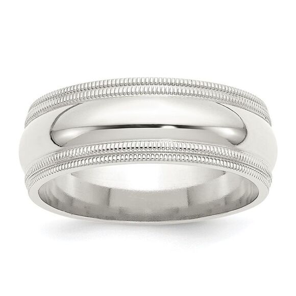 Kazi Luxury Sterling Silver 8mm Comfort Fit Double Milgrain Size 10.5 Band
